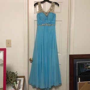 Sky Blue prom dress, A line, size 10